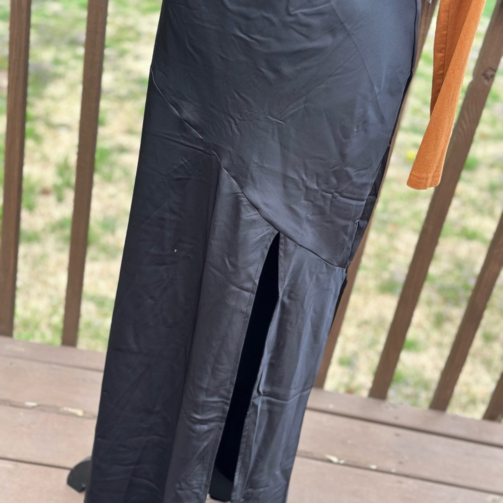 Elegant Black Silk Maxi Skirt